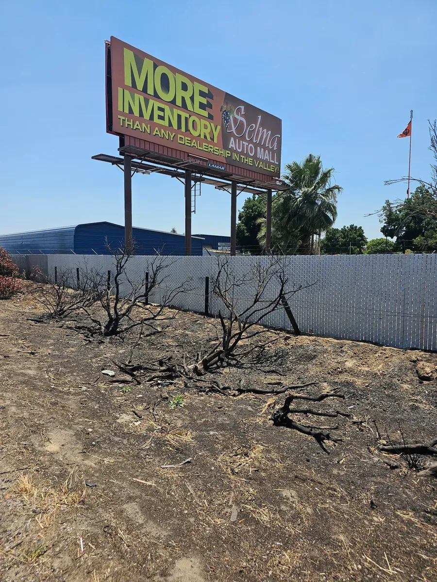 Fence closing an open lot in Fresno, California
