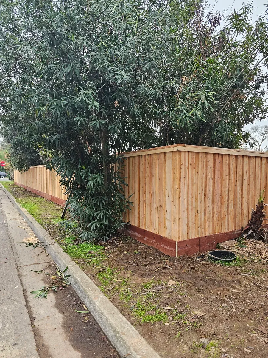 Short wood fence behind a sidewalk in Fresno, California